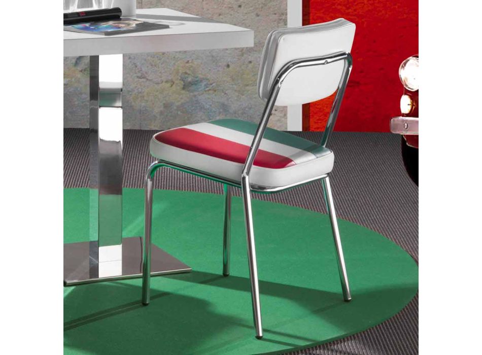 Židle z ekokůže s italskou vlajkou designu Banda Viadurini