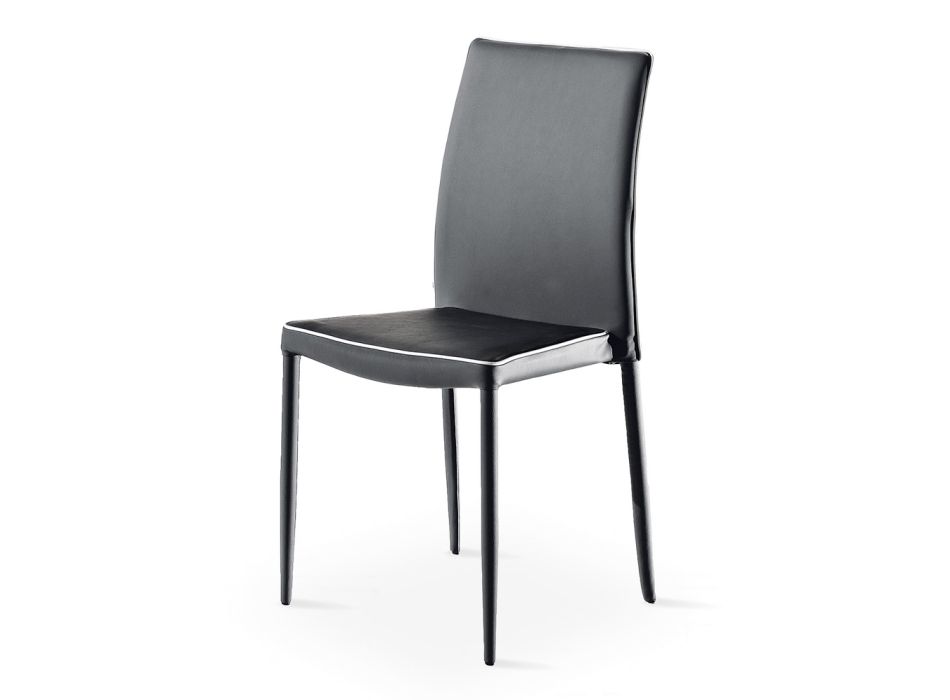 Stohovatelná židle z umělé kůže s okrajem v moderním designu 4 kusy - Vaiana Viadurini