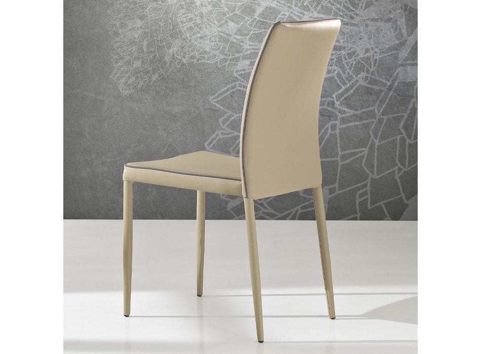 Stohovatelná židle z umělé kůže s okrajem v moderním designu 4 kusy - Vaiana Viadurini