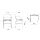 Židle z masivního buku s područkami a polstrovaným sedákem Made in Italy - Nora Viadurini