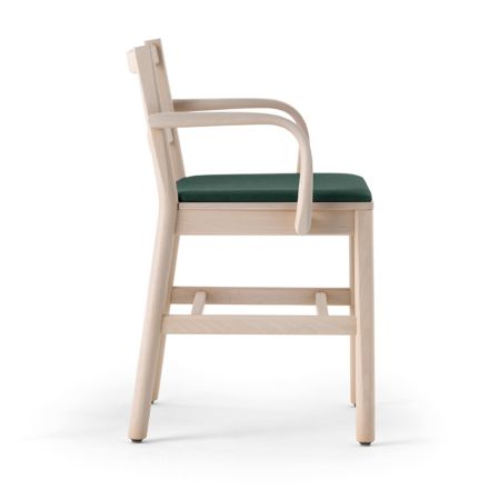 Židle z masivního buku s područkami a polstrovaným sedákem Made in Italy - Nora Viadurini