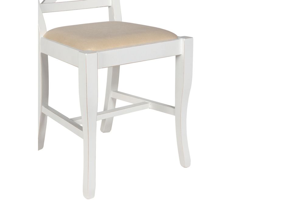 Židle z bílého leštěného dřeva a béžové tkaniny Juma Made in Italy - Diamante Viadurini
