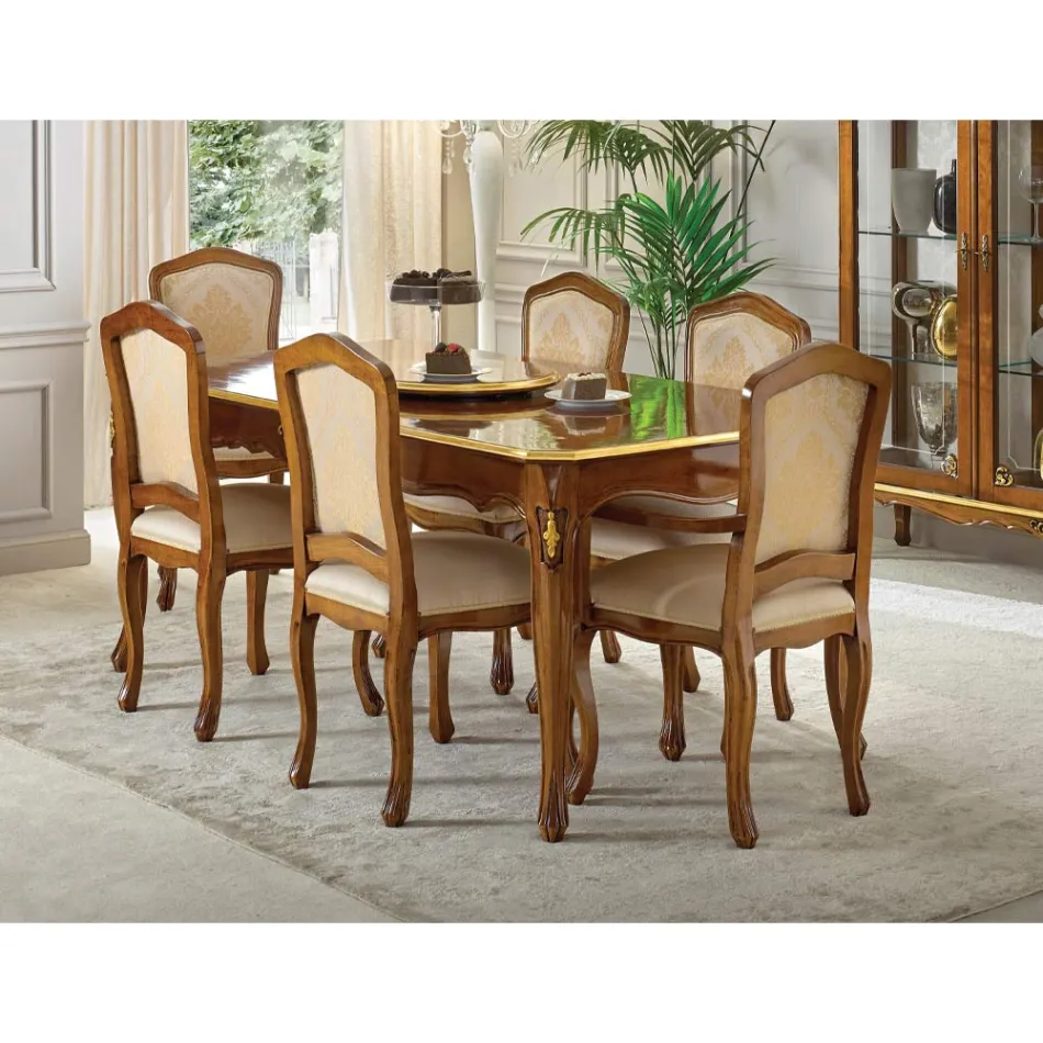 Klasická dřevěná židle s luxusním čalouněním Made in Italy - Majesty Viadurini