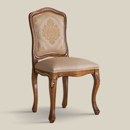 Klasická dřevěná židle s luxusním čalouněním Made in Italy - Majesty Viadurini