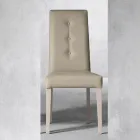 Dřevěná židle a sedák z ekokůže s italskými designovými knoflíky - Mircea Viadurini