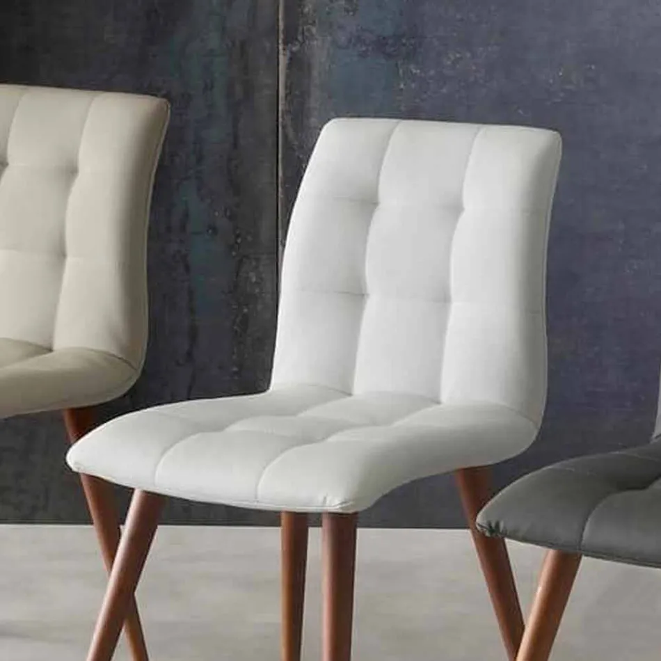 Židle z masivního dřeva čalouněná fialovou ekokůží Viadurini