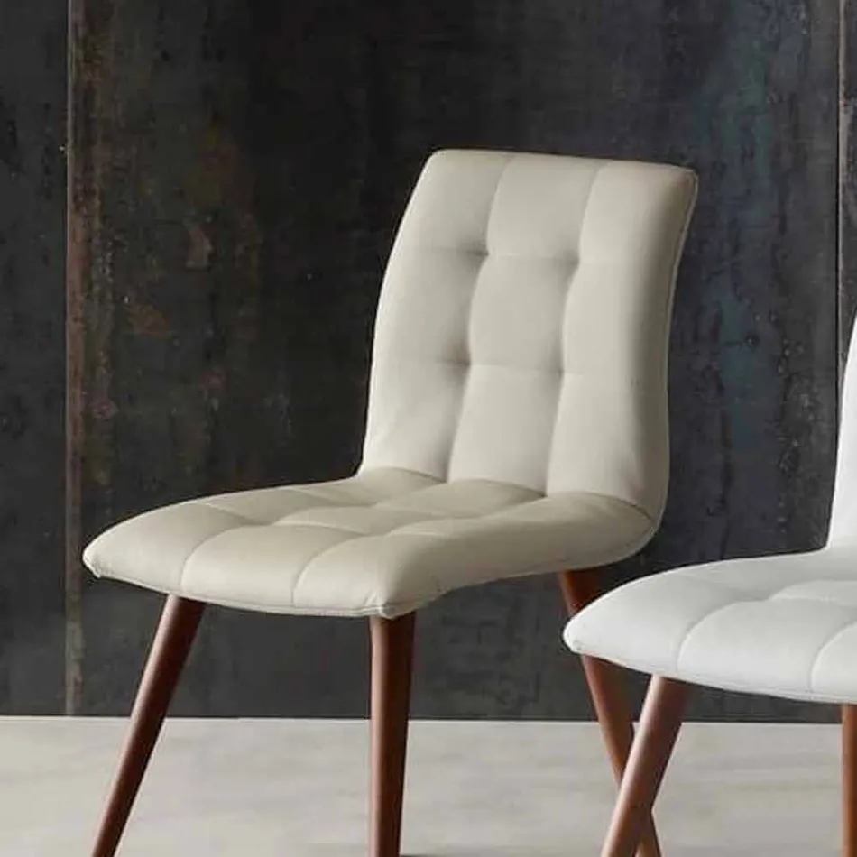 Židle z masivního dřeva čalouněná fialovou ekokůží Viadurini