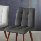 Židle z masivního dřeva čalouněná fialovou ekokůží Viadurini