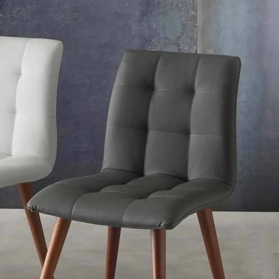 Židle z masivního dřeva čalouněná fialovou ekokůží Viadurini