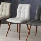 Židle z masivního dřeva čalouněná fialovou ekokůží Viadurini