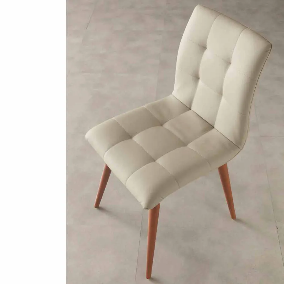 Židle z masivního dřeva čalouněná fialovou ekokůží Viadurini