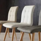 Židle z masivního dřeva čalouněná fialovou ekokůží Viadurini