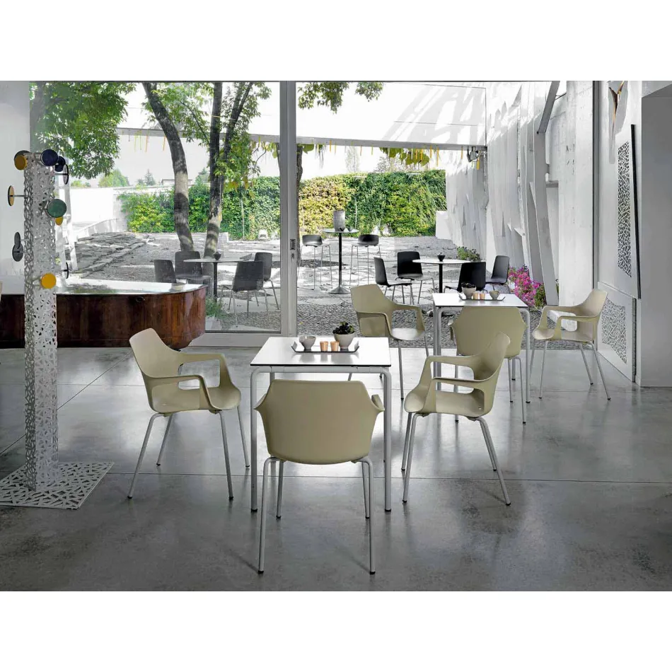 Stohovatelná kovová a polypropylenová židle vyrobená v Itálii, 4 kusy - karamel Viadurini