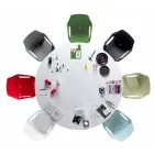 Stohovatelná kovová a polypropylenová židle vyrobená v Itálii, 4 kusy - karamel Viadurini