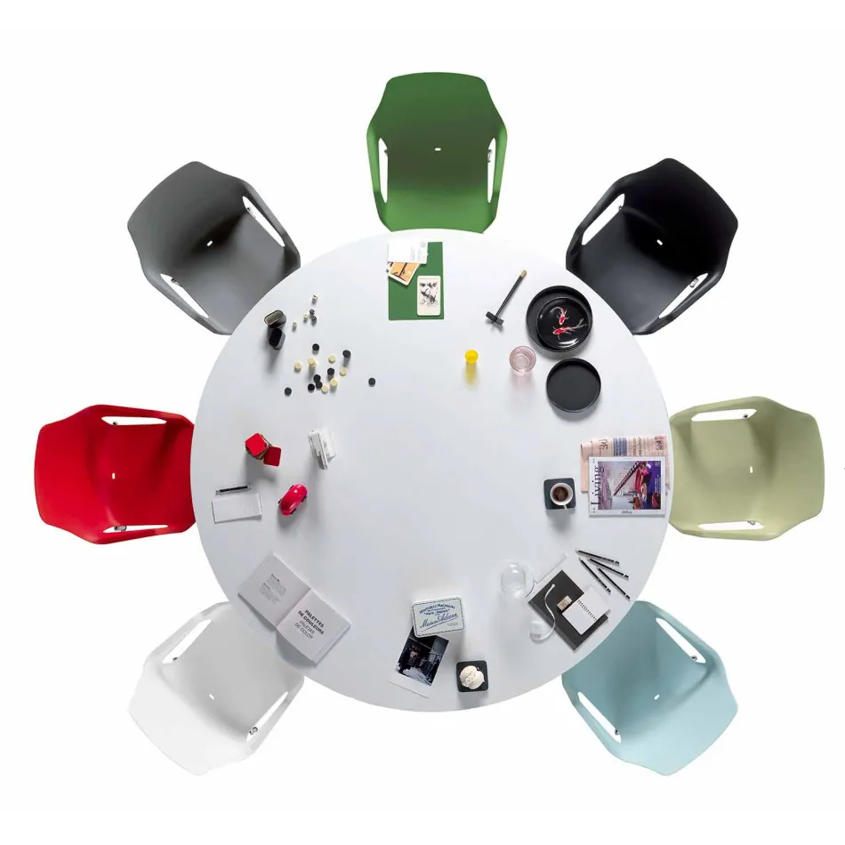 Stohovatelná kovová a polypropylenová židle vyrobená v Itálii, 4 kusy - karamel Viadurini