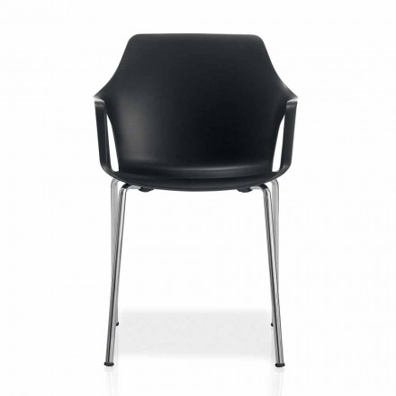 Stohovatelná kovová a polypropylenová židle vyrobená v Itálii, 4 kusy - karamel Viadurini