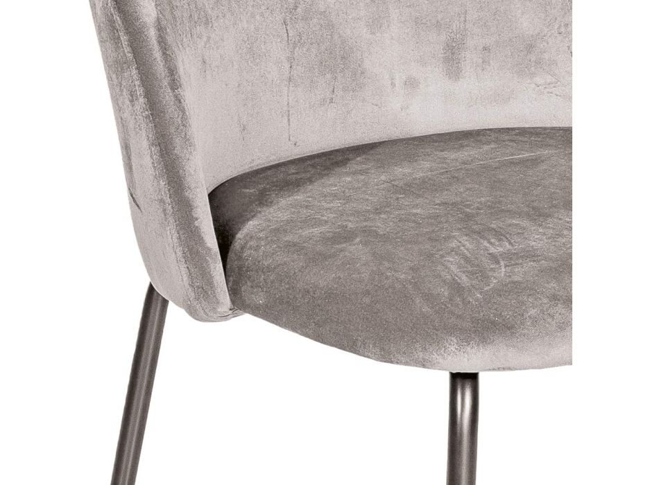 Černá kovová židle a šedé sametové sedátko Made in Italy - Meredith Viadurini