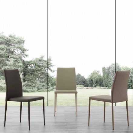 Kovová židle Caserta potažená ekokůží, moderní design Viadurini