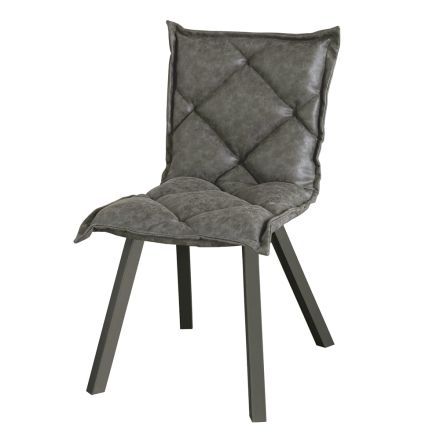 Židle z lakovaného kovu a sedák z měkkého vintage Made in Italy - Thani Viadurini