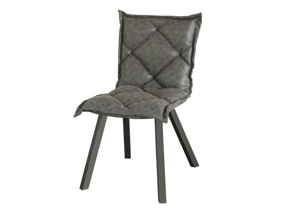 Židle z lakovaného kovu a sedák z měkkého vintage Made in Italy - Thani Viadurini