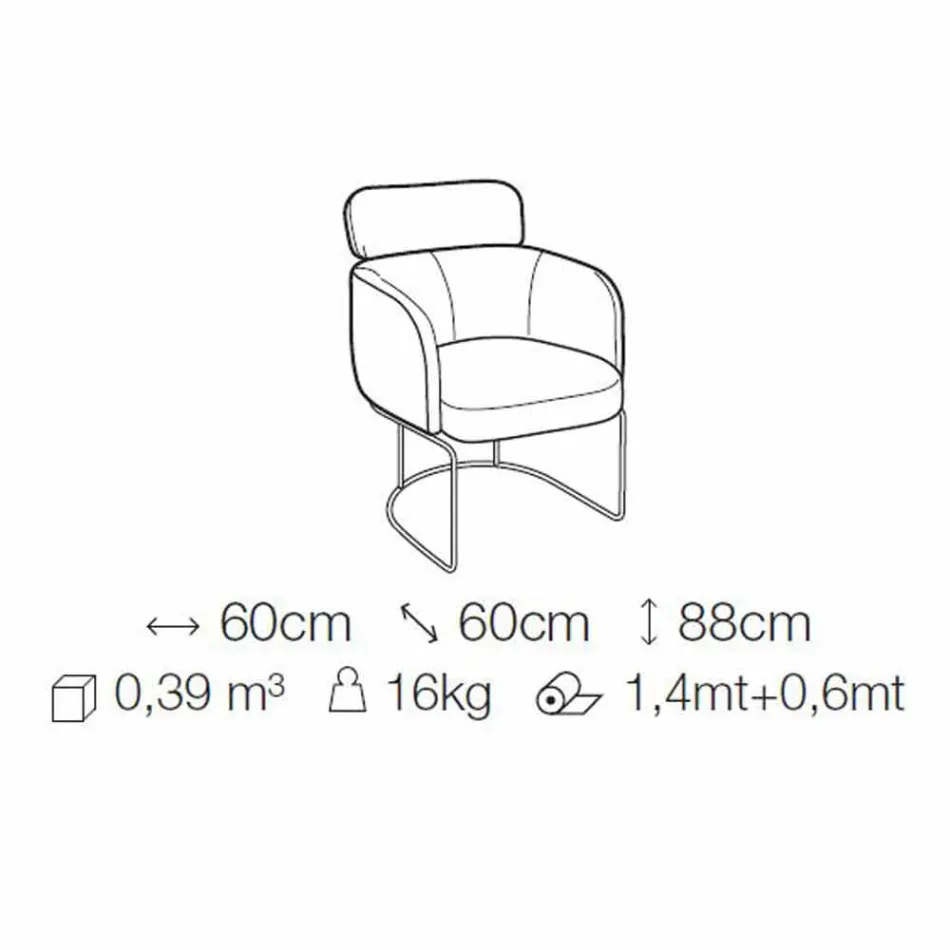 Látková židle s luxusní černou kovovou strukturou vyrobená v Itálii - kakao Viadurini