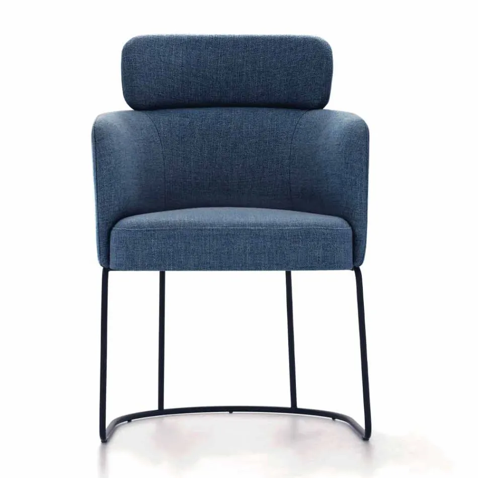 Látková židle s luxusní černou kovovou strukturou vyrobená v Itálii - kakao Viadurini