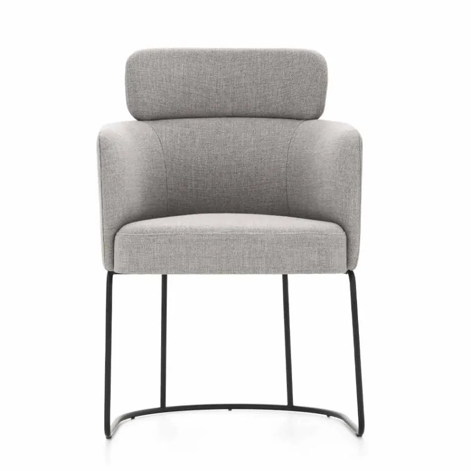 Látková židle s luxusní černou kovovou strukturou vyrobená v Itálii - kakao Viadurini