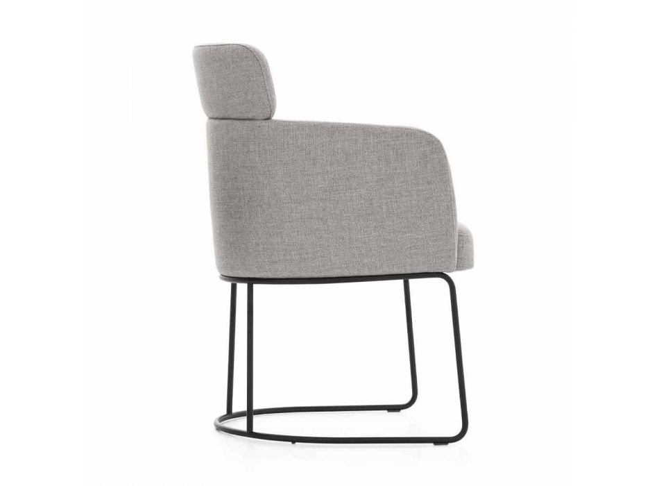 Látková židle s luxusní černou kovovou strukturou vyrobená v Itálii - kakao Viadurini