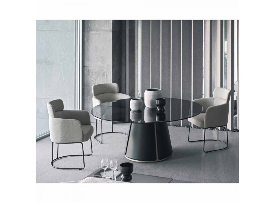 Látková židle s luxusní černou kovovou strukturou vyrobená v Itálii - kakao Viadurini