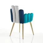 Židle z šedé, zelené a modré látky se sametovým efektem - meloun Viadurini