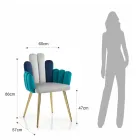 Židle z šedé, zelené a modré látky se sametovým efektem - meloun Viadurini