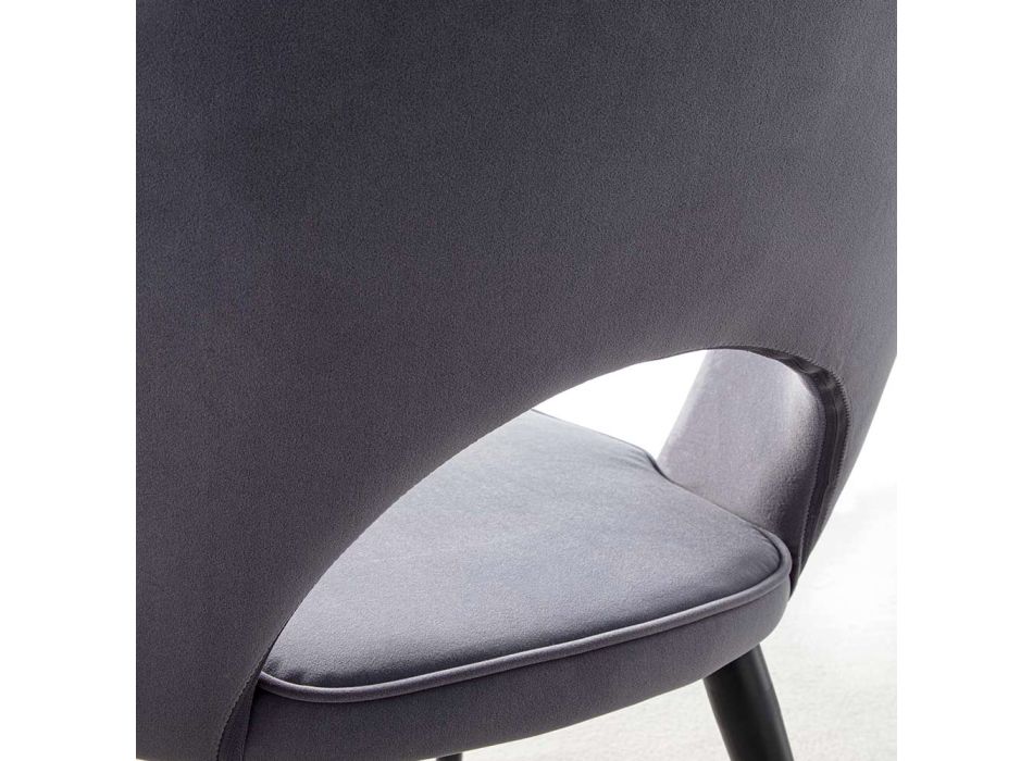 Sametová židle s černým kovem a saténovými mosaznými nohami, 4 kusy - Sibea Viadurini
