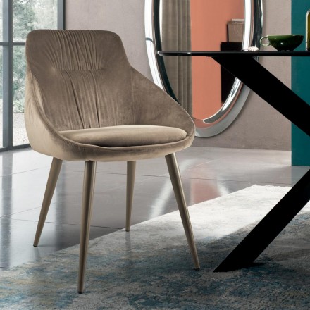 Židle ze sametu a lakované oceli RAL Made in Italy 4 kusy - Mariapina Viadurini