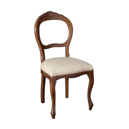 Pokojová židle z béžové látky a patinované ořechové struktury Made in Italy - Falco Viadurini
