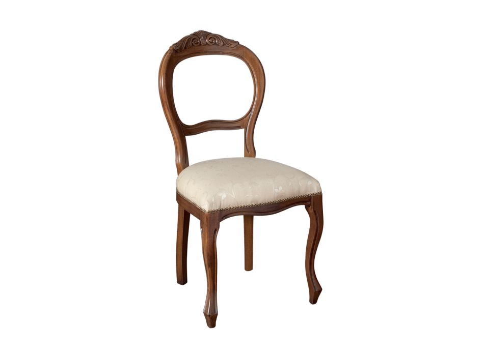Pokojová židle z béžové látky a patinované ořechové struktury Made in Italy - Falco Viadurini