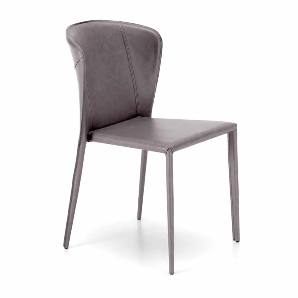 Moderní židle kompletně pokryté umělou kůží, Accadia,  4 ks Viadurini