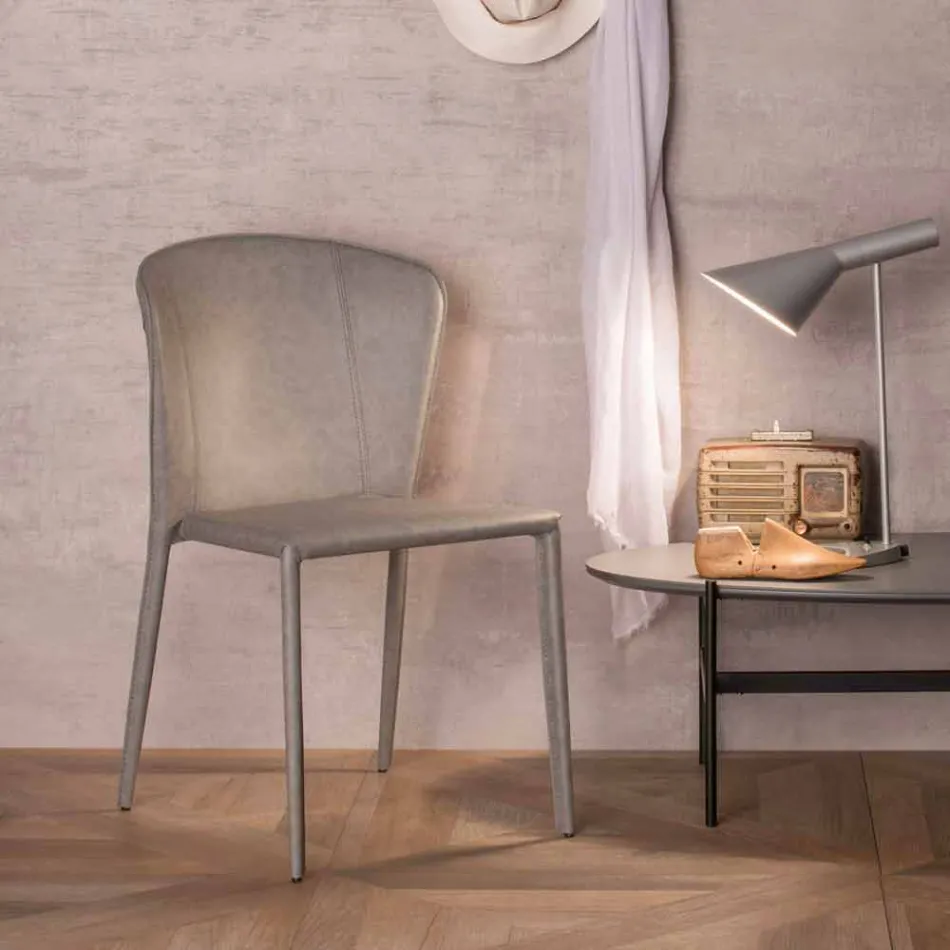 Moderní židle kompletně pokryté umělou kůží, Accadia,  4 ks Viadurini