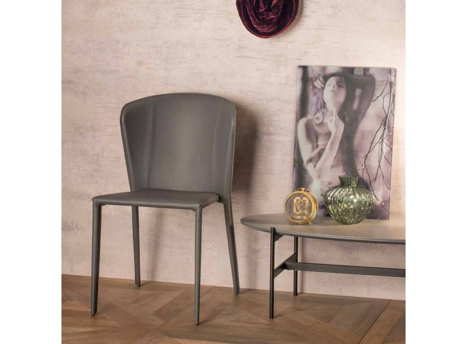 Moderní židle kompletně pokryté umělou kůží, Accadia,  4 ks Viadurini
