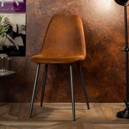Moderní židle ve vintage hnědé imitace kůže, Elice, 4 ks Viadurini