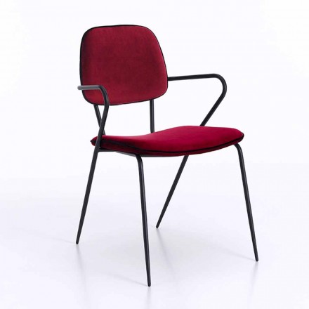Moderní židle s područkami a sedákem potažená sametem, 4 kusy - Cioli Viadurini