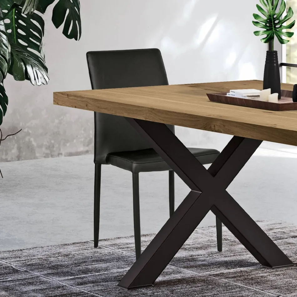 Moderní židle do obývacího pokoje z ekokůže a kovu Made in Italy - Michaela Viadurini