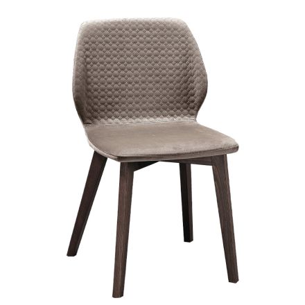 Moderní židle elegantního designu z prošívaného sametu a dřeva - Scarat Viadurini