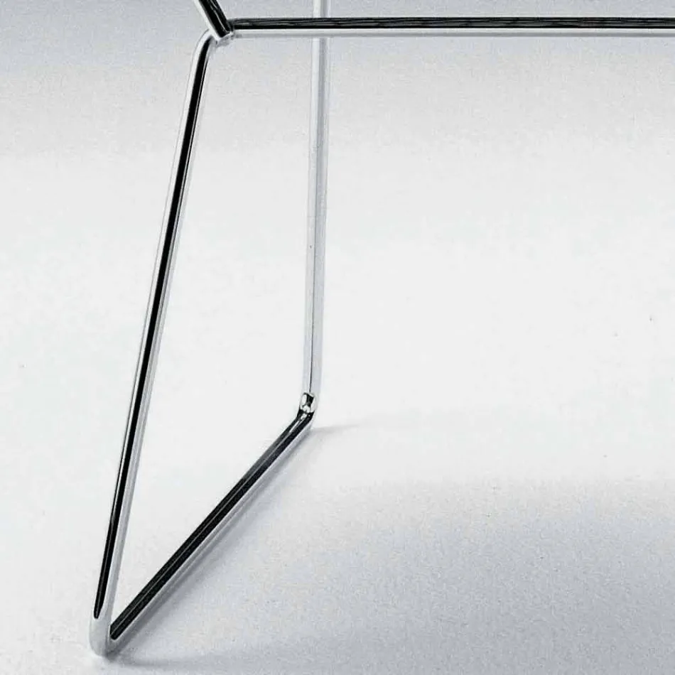 Moderní ocelová židle s luxusním koženým sedákem Made in Italy - Beniamino Viadurini