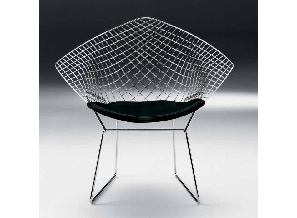 Moderní ocelová židle s luxusním koženým sedákem Made in Italy - Beniamino Viadurini