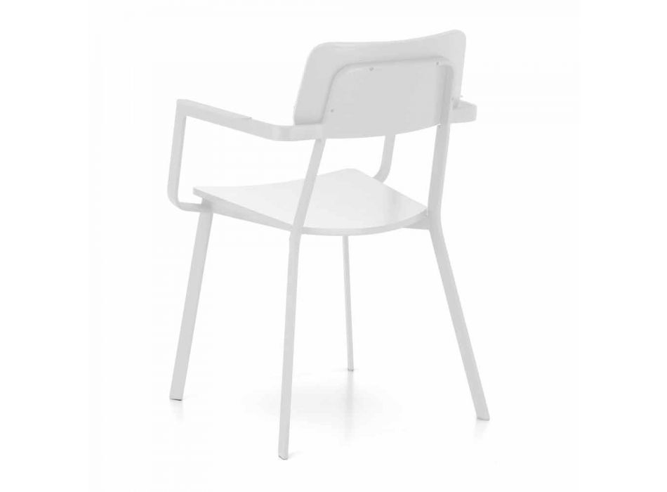 Moderní dřevěná židle s lakovanou kovovou strukturou, 4 kusy - Habibi Viadurini