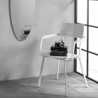 Moderní dřevěná židle s lakovanou kovovou strukturou, 4 kusy - Habibi Viadurini