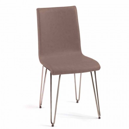 Moderní židle z kůže nebo imitace kůže pro jídelnu nebo kuchyň Maha Viadurini