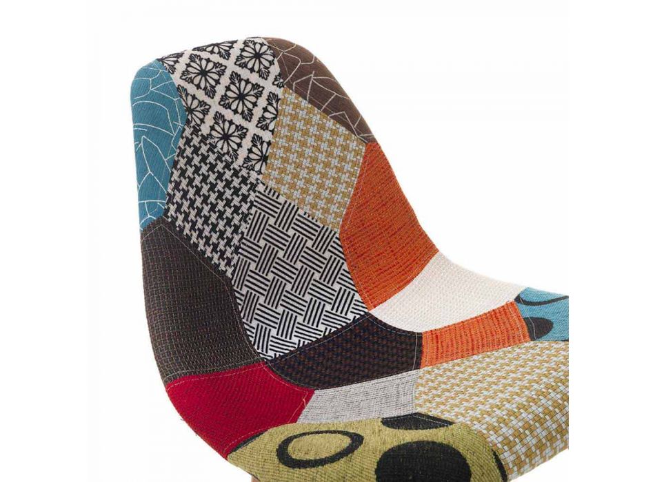 Moderní židle v patchworkové látce s dřevěnými nohami, 4 kusy - Selena Viadurini