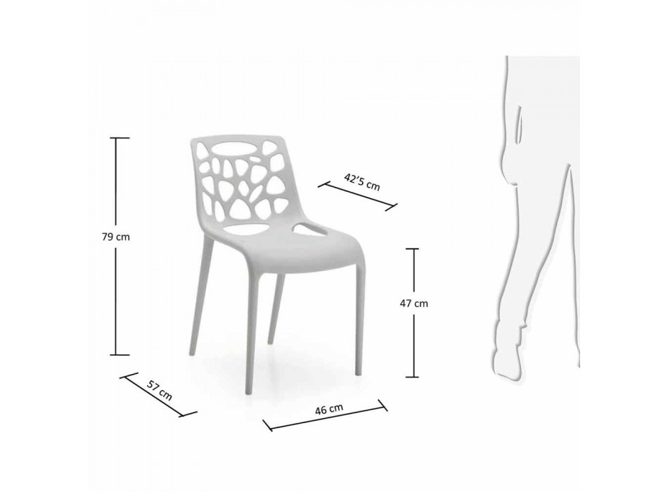 Monobloková polypropylenová židle s moderním designem Blandine, 4 kusy Viadurini