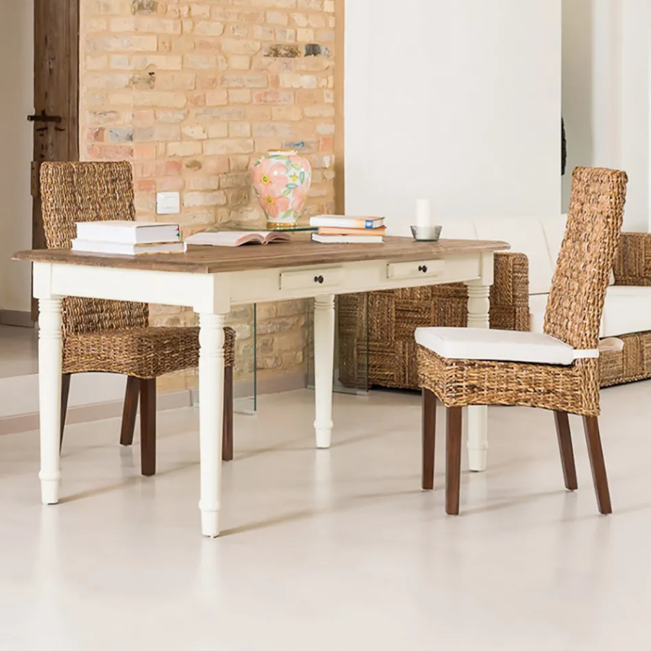 Venkovní židle ve tkaní banánů s podsedákem - Safari Viadurini